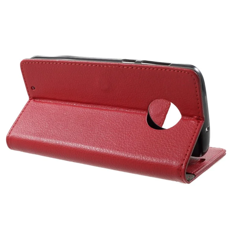 Litchi Texture Wallet Stand Leather Case for Motorola Moto G6 - Red