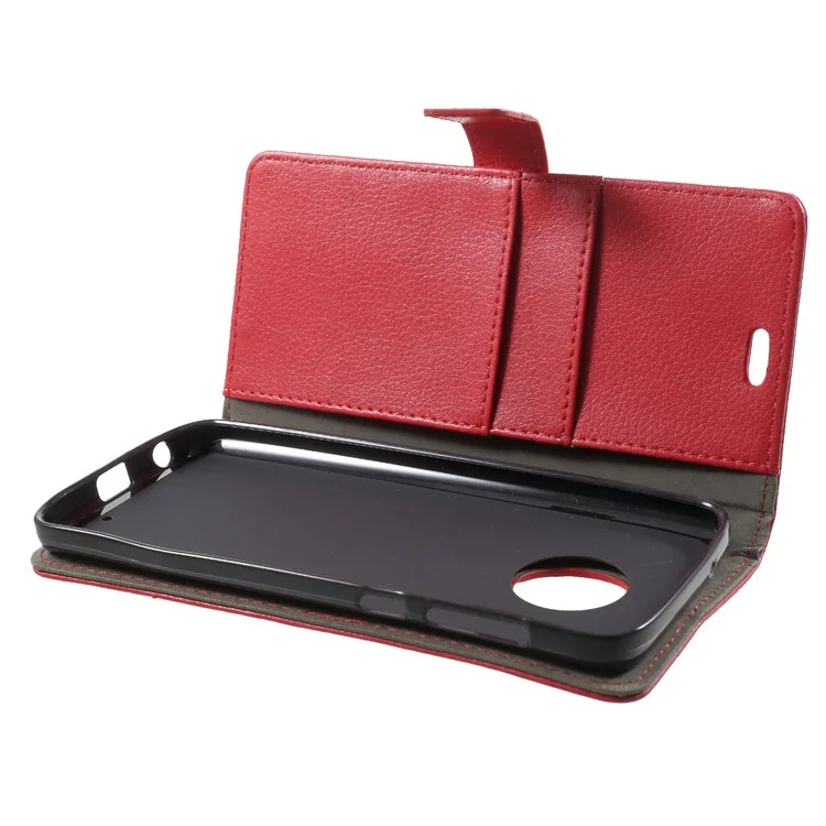 Litchi Texture Wallet Stand Leather Case for Motorola Moto G6 - Red