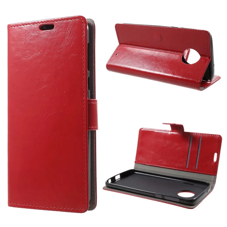 Crazy Horse Texture Wallet Leather Flip Stand Case for Motorola Moto G6 Plus - Red