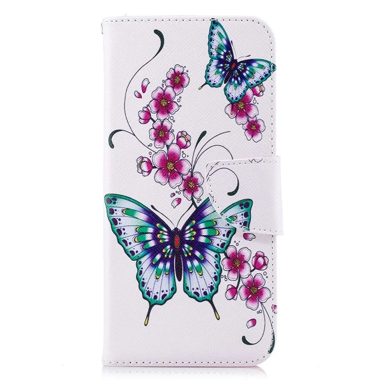 Pattern Printing PU Leather Magnetic Wallet Stand Case for Motorola Moto G6 - Butterfly and Flower