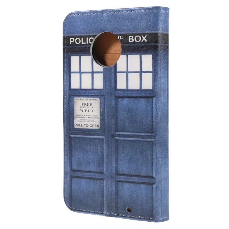 Pattern Printing Leather Wallet Stand Case for Motorola Moto G6 Plus - Police Public Call Box