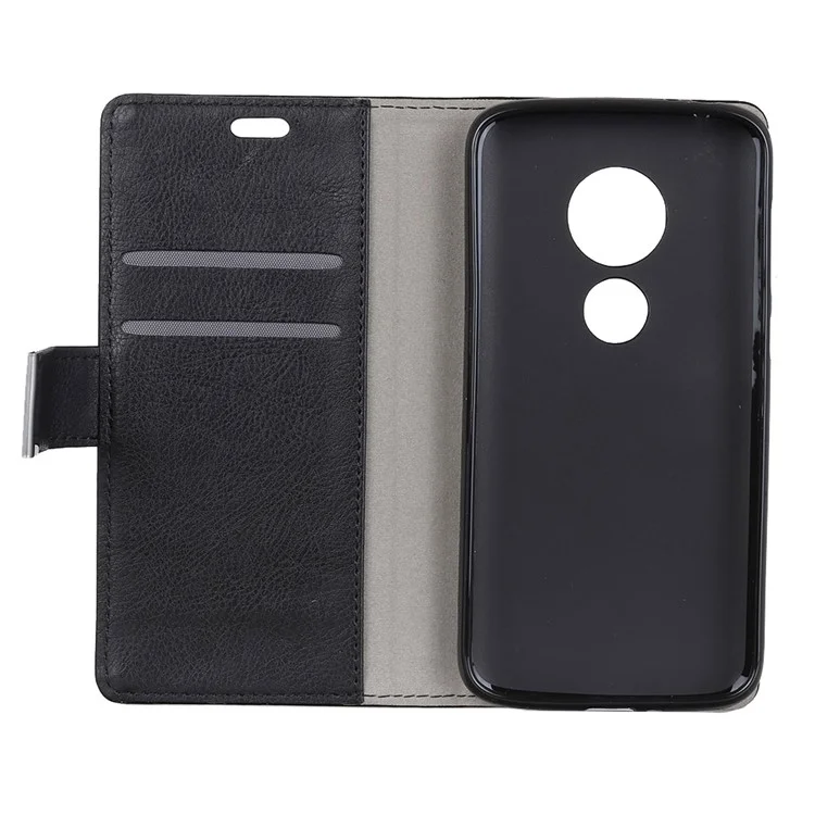 Crazy Horse Wallet Leather Stand Case for Motorola Moto E5 Plus - Black