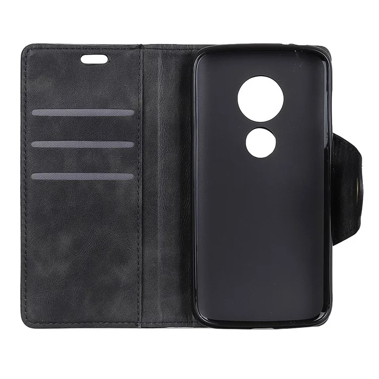Leather Stand Wallet Phone Case for Motorola Moto E5 Plus - Black