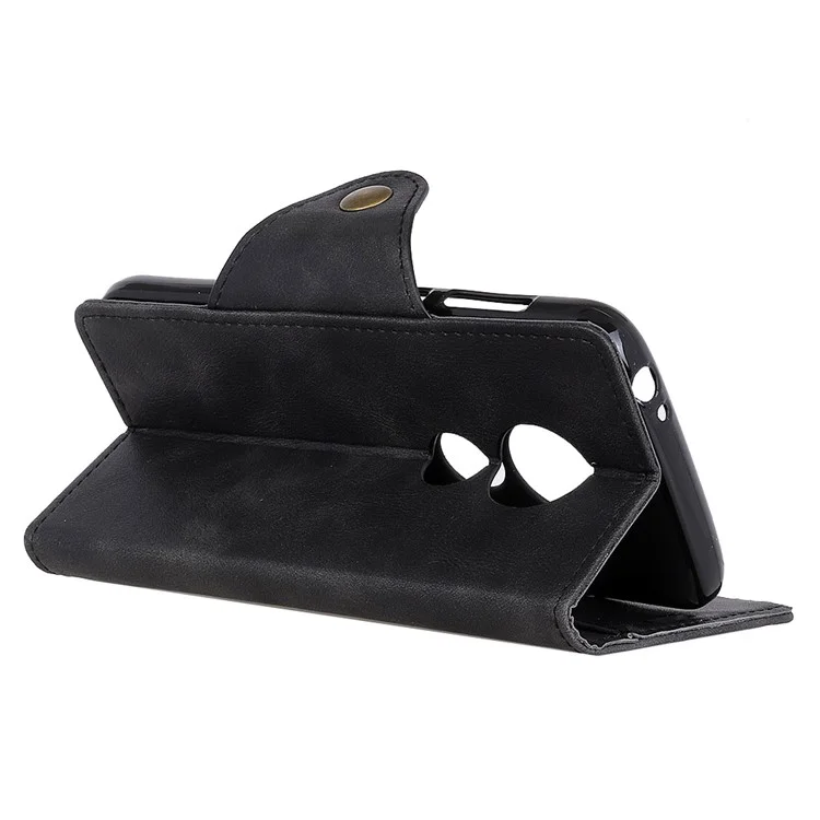 Leather Stand Wallet Phone Case for Motorola Moto E5 Plus - Black