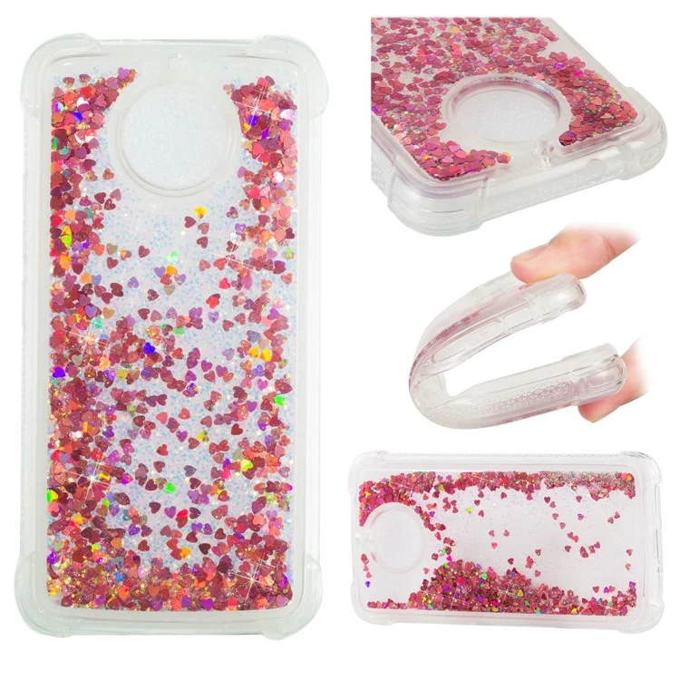 Dynamic Glitter Powder Sequins TPU Shockproof Case for Motorola Moto G5S - Red
