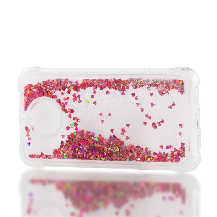 Dynamic Glitter Powder Sequins TPU Shockproof Case for Motorola Moto G5S - Red