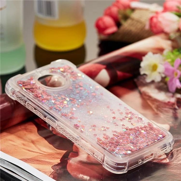Dynamic Glitter Powder Sequins TPU Shockproof Case for Motorola Moto G5S - Red