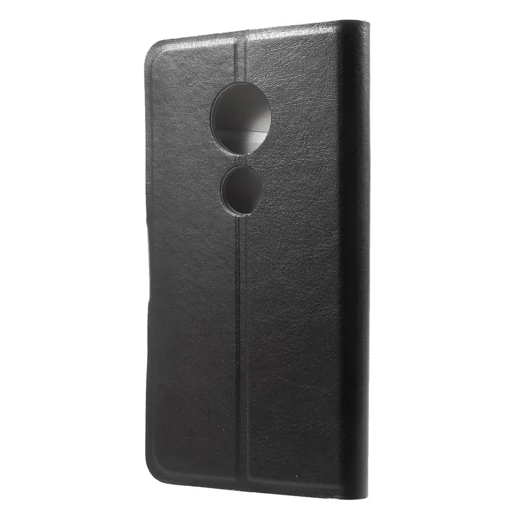 Crazy Horse PU Leather Card Holder Magnetic Phone Case for Motorola Moto E5 Play - Black
