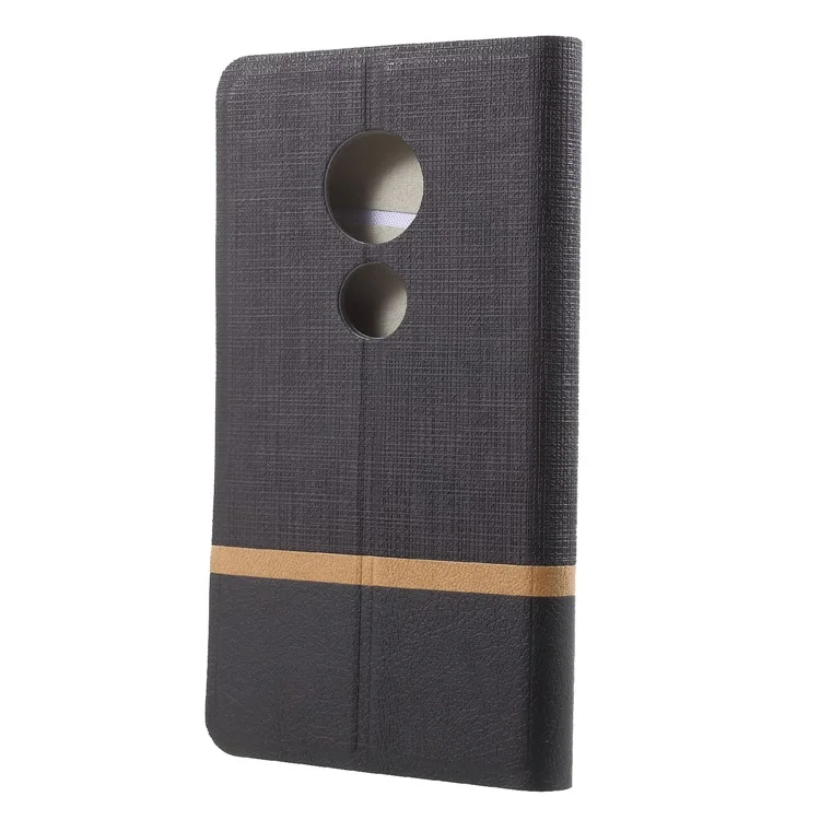 Cross Texture PU Leather Mobile Phone Case with Stand for Motorola Moto E5 Play - Black