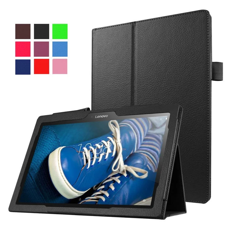 Litchi Skin Leather Stand Case for Lenovo Tab 3 10.1 TB-X103F - Black