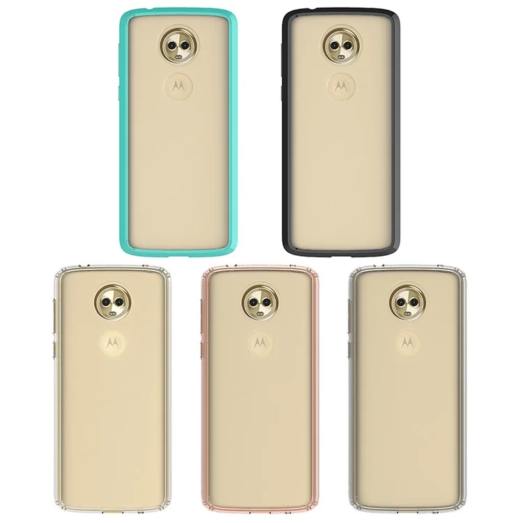 100Pcs/Set Clear Acrylic Back + TPU Edges Hybrid Case for Motorola Moto X5 - Black
