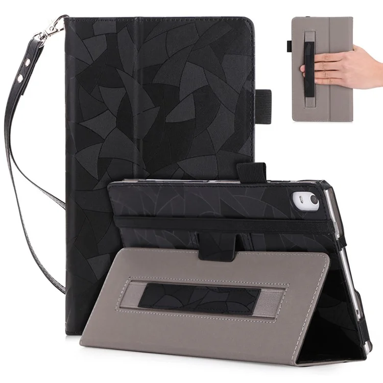 Leaves Pattern Stand Leather Case for Lenovo Tab 4 8 / Tab 4 8 Plus - Black