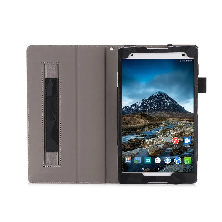 Leaves Pattern Stand Leather Case for Lenovo Tab 4 8 / Tab 4 8 Plus - Black