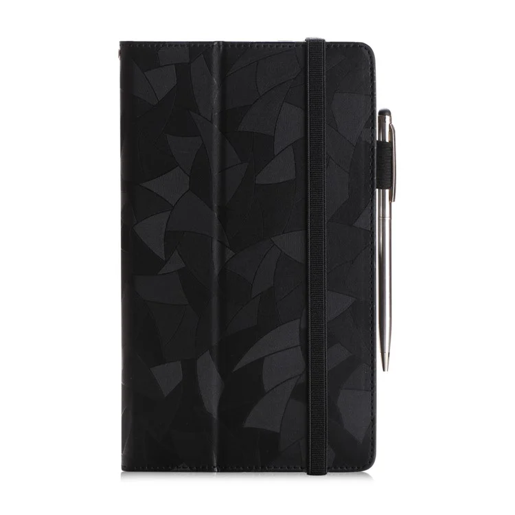 Leaves Pattern Stand Leather Case for Lenovo Tab 4 8 / Tab 4 8 Plus - Black
