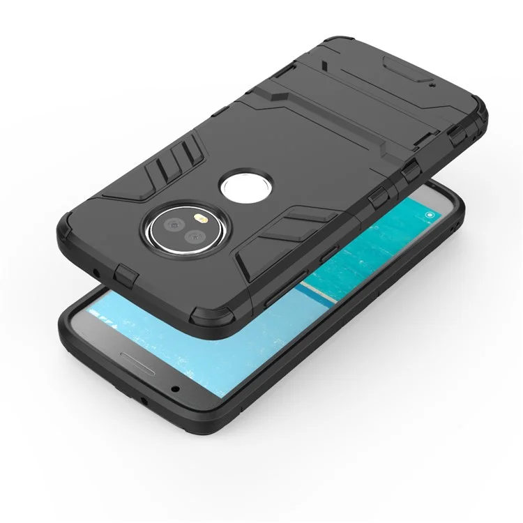Plastic + TPU Hybrid Case with Kickstand for Motorola Moto G6 - Black