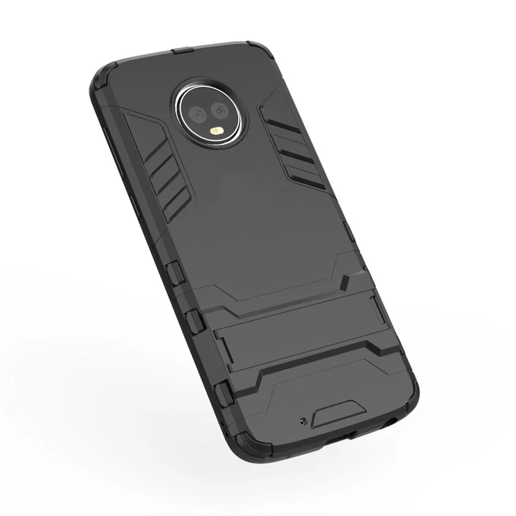 Cool Plastic TPU Kickstand Combo Back Cover for Motorola Moto G6 Plus - Black