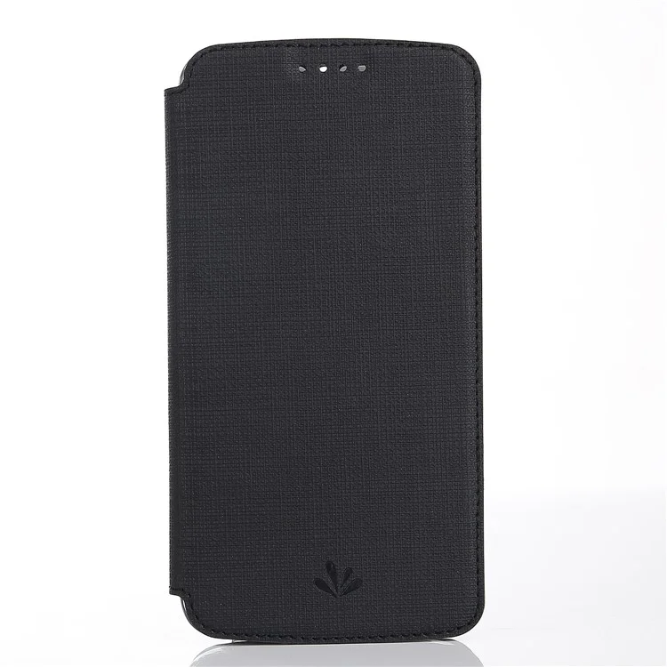 VILI DMX Cross Texture Card Holder Leather Stand Cover for Motorola Moto G6 - Black