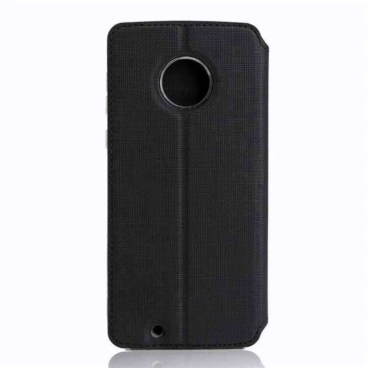 VILI DMX Cross Texture Card Holder Leather Stand Cover for Motorola Moto G6 - Black
