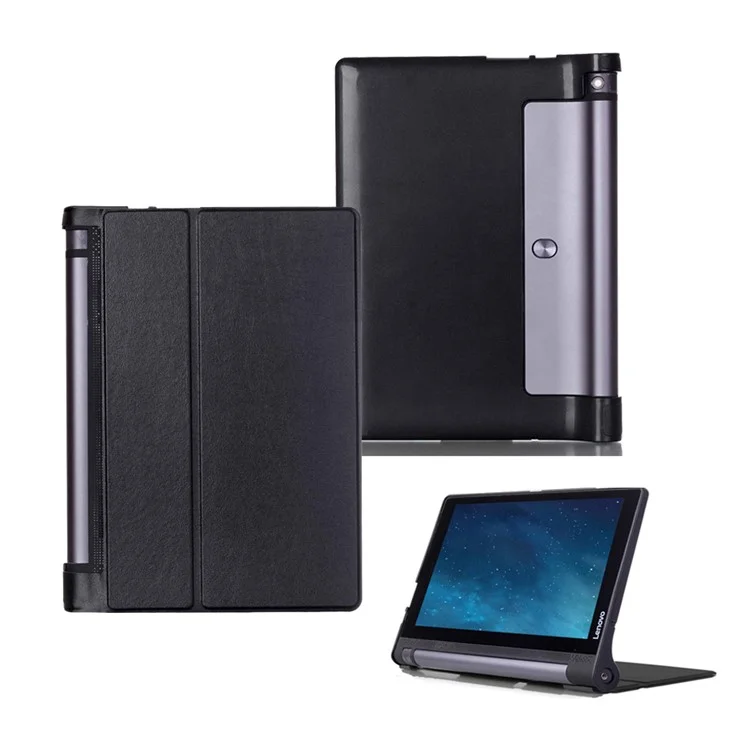 Bi-fold Smart Leather Case with Stand for Lenovo Yoga Tablet 3 10-inch X50L - Black