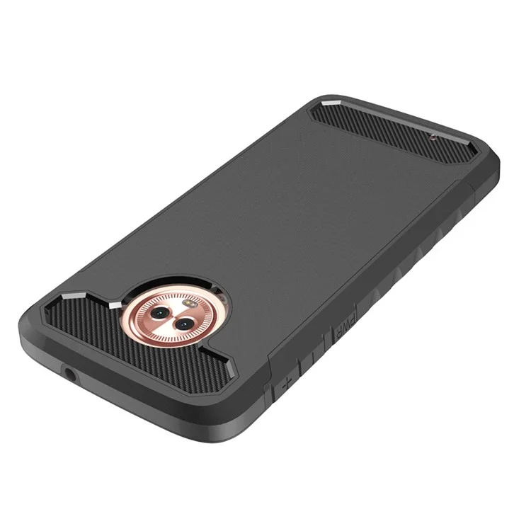Carbon Fiber Texture TPU PC Hybrid Case for Motorola Moto G6 - Black