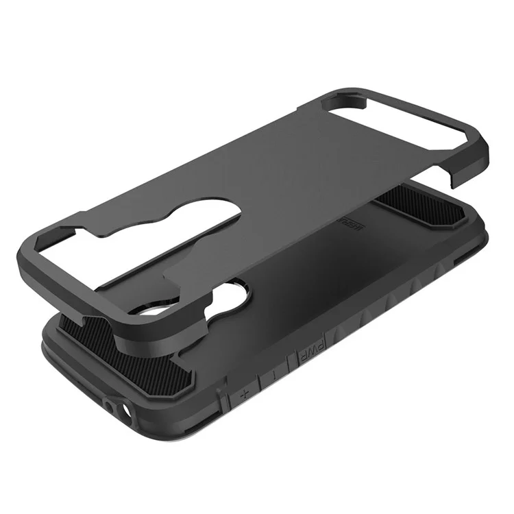 Carbon Fiber Texture TPU PC Hybrid Case for Motorola Moto E5 Play - Black