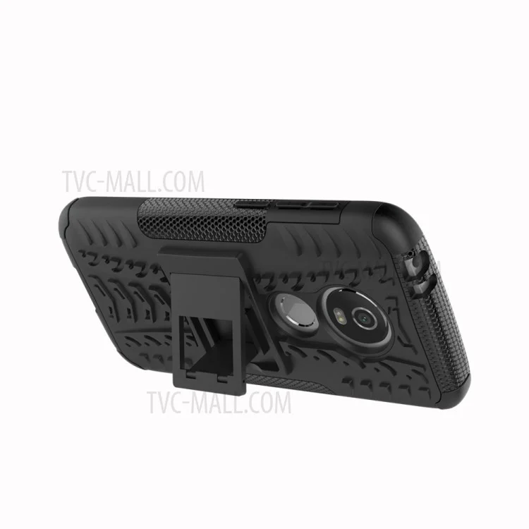 Anti-slip PC + TPU Hybrid Case with Kickstand for Motorola Moto E5 Play - Black