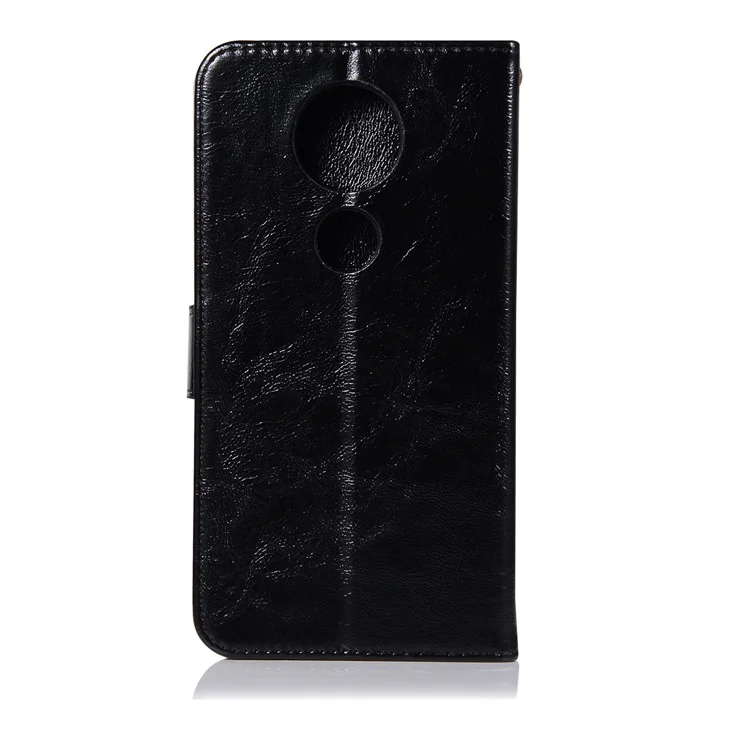 Premium Vintage PU Leather Stand Wallet Case for Motorola Moto E5 Plus - Black