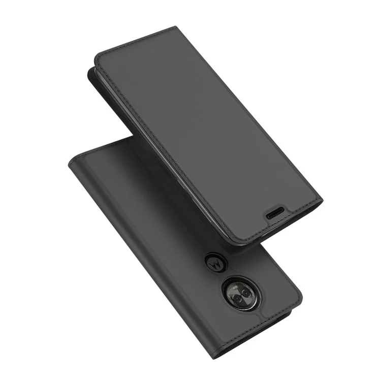 DUX DUCIS Skin Pro Series Card Holder Stand Leather Mobile Case for Motorola Moto E5 Plus - Dark Grey