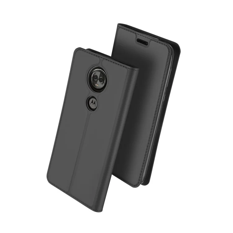 DUX DUCIS Skin Pro Series Card Holder Stand Leather Mobile Case for Motorola Moto E5 Plus - Dark Grey