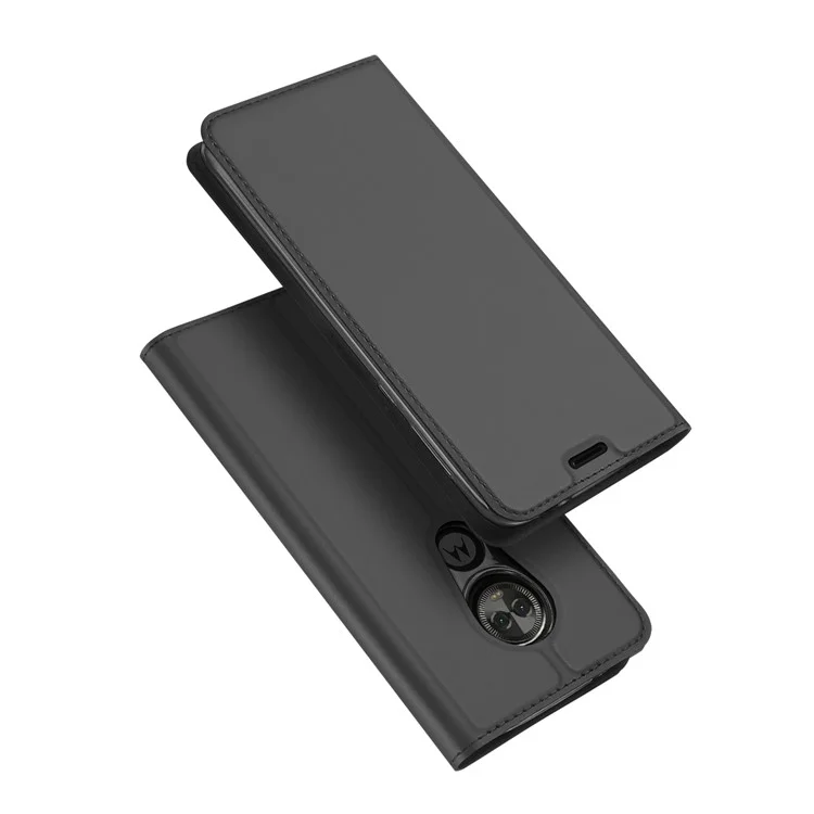 DUX DUCIS Skin Pro Series Card Holder Stand Leather Mobile Case for Motorola Moto E5 Play - Dark Grey