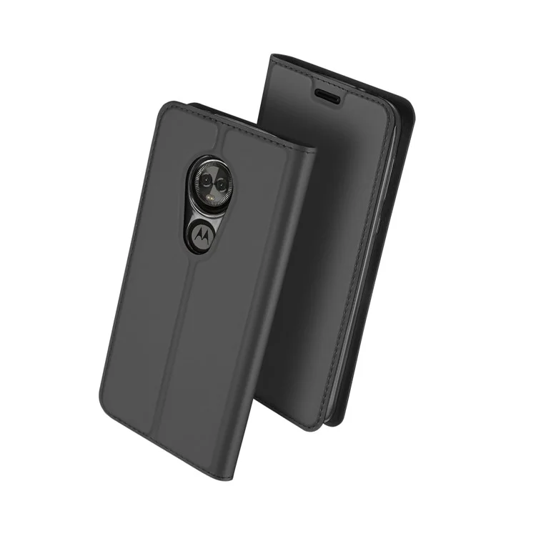 DUX DUCIS Skin Pro Series Card Holder Stand Leather Mobile Case for Motorola Moto E5 Play - Dark Grey
