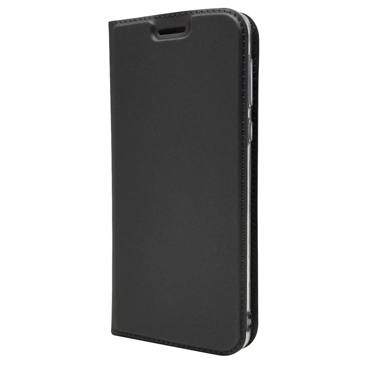 Auto-absorbed Stand Leather Case with Card Slot for Motorola Moto G6 Plus - Black