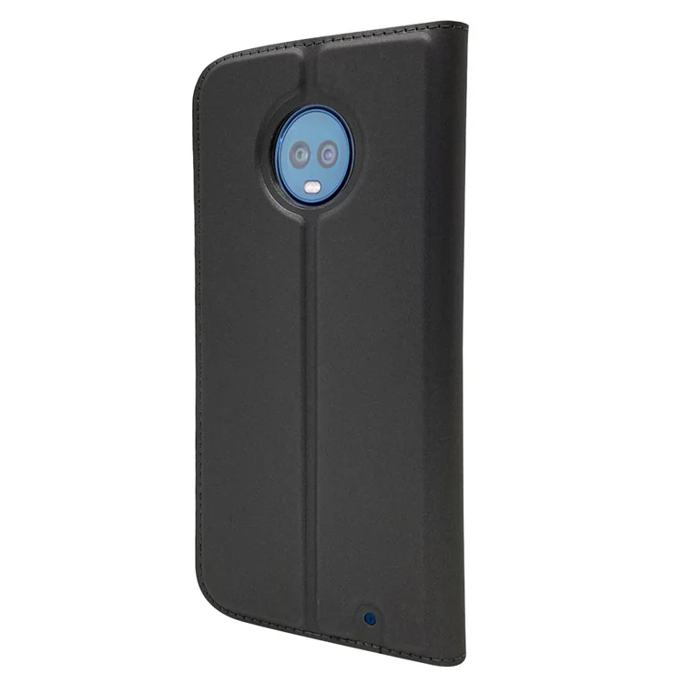 Auto-absorbed Stand Leather Case with Card Slot for Motorola Moto G6 Plus - Black