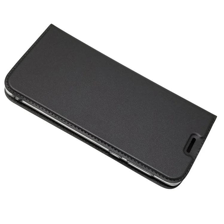 Auto-absorbed Stand Leather Case with Card Slot for Motorola Moto G6 Plus - Black