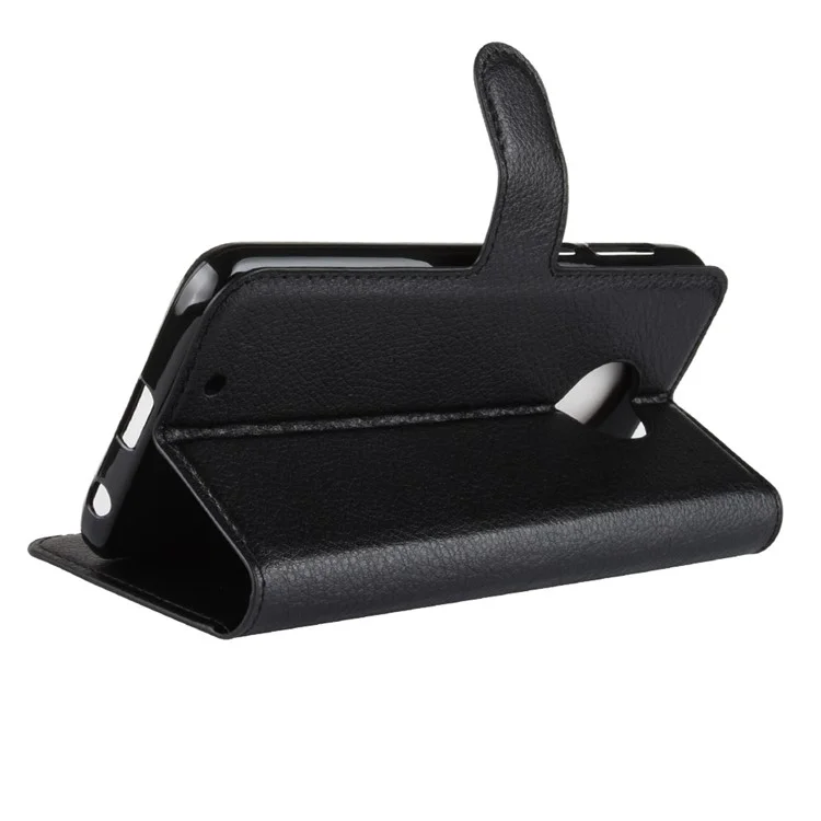 Litchi Texture Wallet Stand Leather Flip Case for Motorola Moto G6 - Black