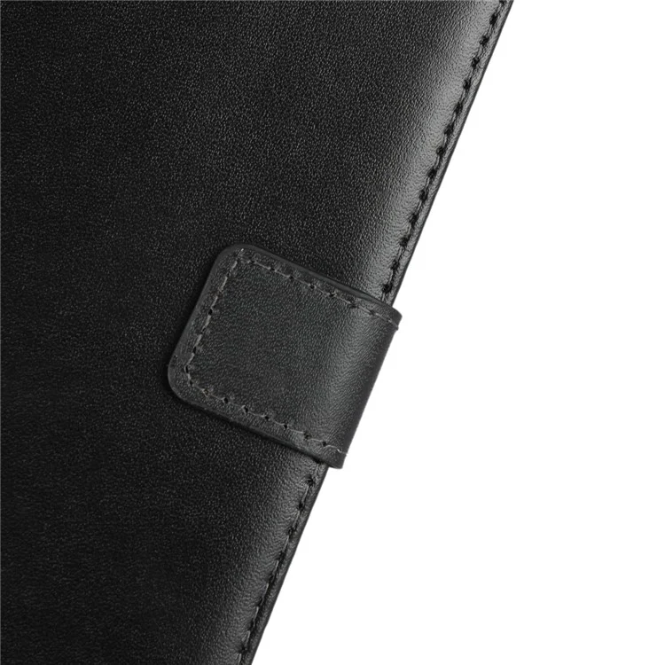 Genuine Leather Wallet Stand Phone Cover Case for Motorola Moto E5 Plus - Black