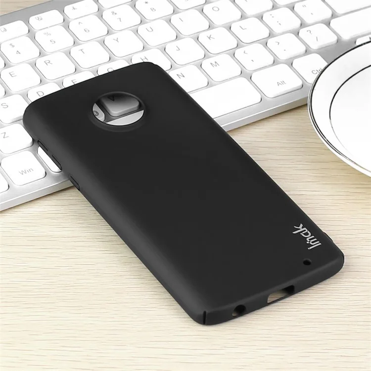 IMAK Jazz Skin Feel Hard PC Shell Case + Screen Protector Film for Motorola Moto G6 Plus - Black