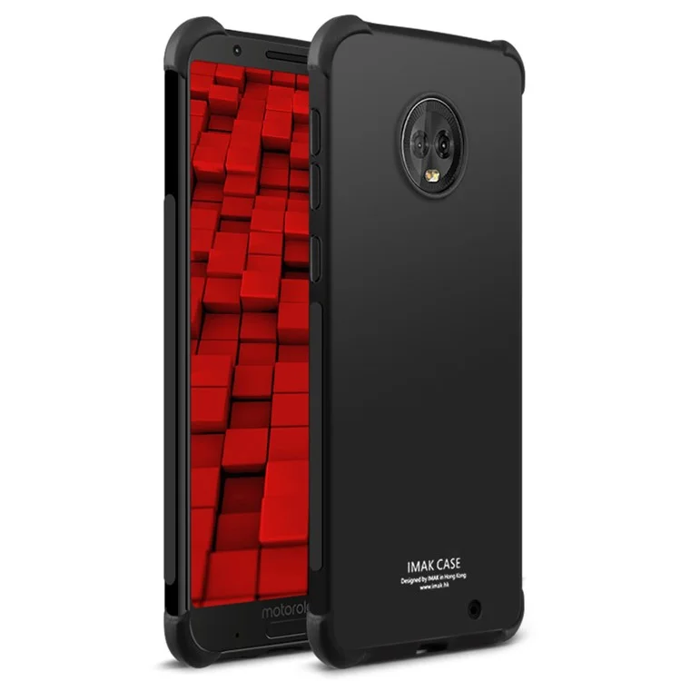 IMAK Silky Anti-drop TPU Soft Back Case + Screen Protector Film for Motorola Moto G6 Plus - Metal Black