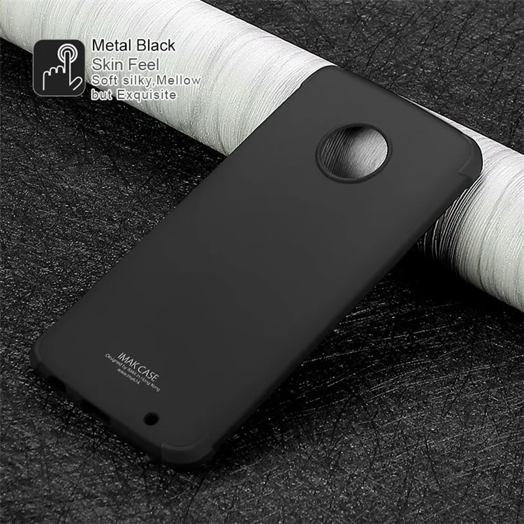 IMAK Silky Anti-drop TPU Soft Back Case + Screen Protector Film for Motorola Moto G6 Plus - Metal Black