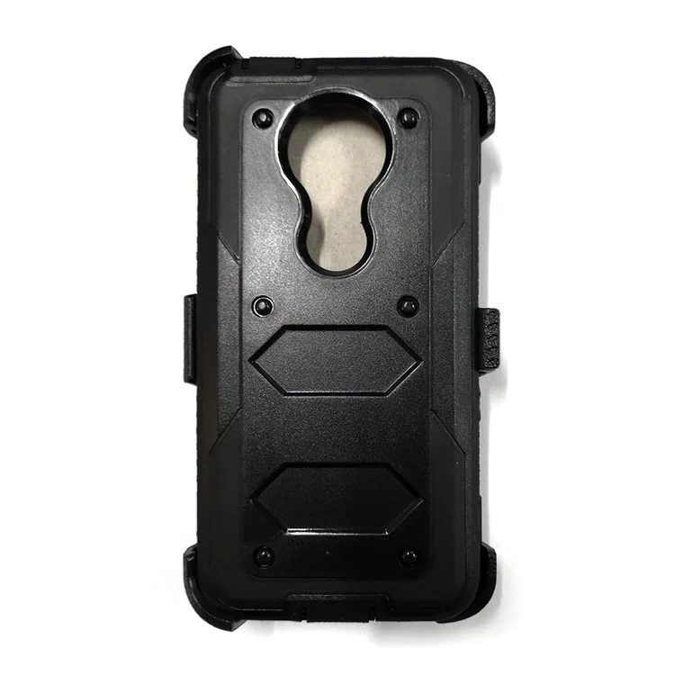 Heavy Duty Kickstand Belt Clip PC + TPU Hybrid Case for Motorola Moto E5 Plus - Black