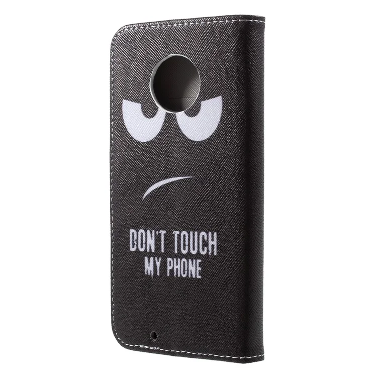 Pattern Printing Cross Texture Leather Wallet Case for Motorola Moto G6 - Do not Touch My Phone