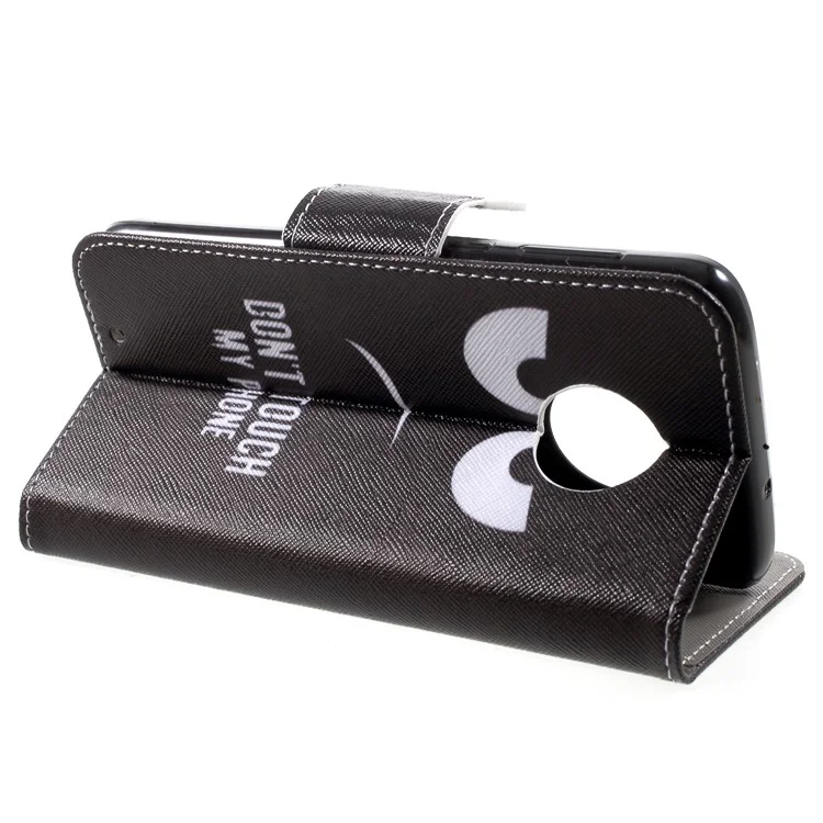 Pattern Printing Cross Texture Leather Wallet Case for Motorola Moto G6 - Do not Touch My Phone
