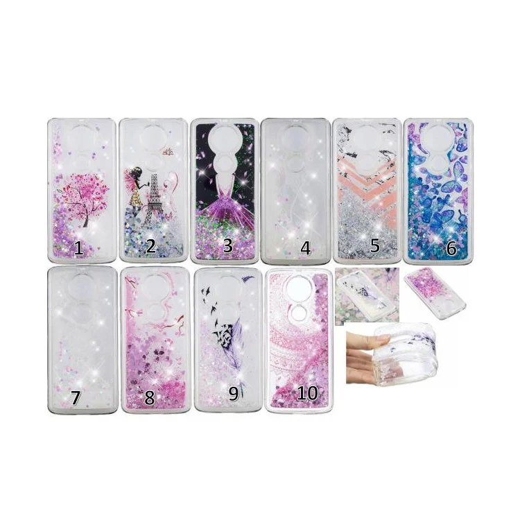 Pattern Printing Dynamic Glitter Powder Sequins TPU Back Shell for Motorola Moto E5 Plus - Butterflies
