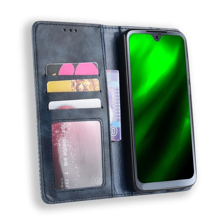 Vintage Style Auto-absorbed Leather Mobile Casing for Motorola Moto G7 / G7 Plus - Blue