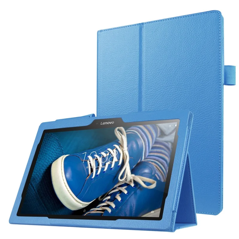 Litchi Leather Smart Flip Cover Case for Lenovo Tab 2 A10-30 X30F - Baby Blue