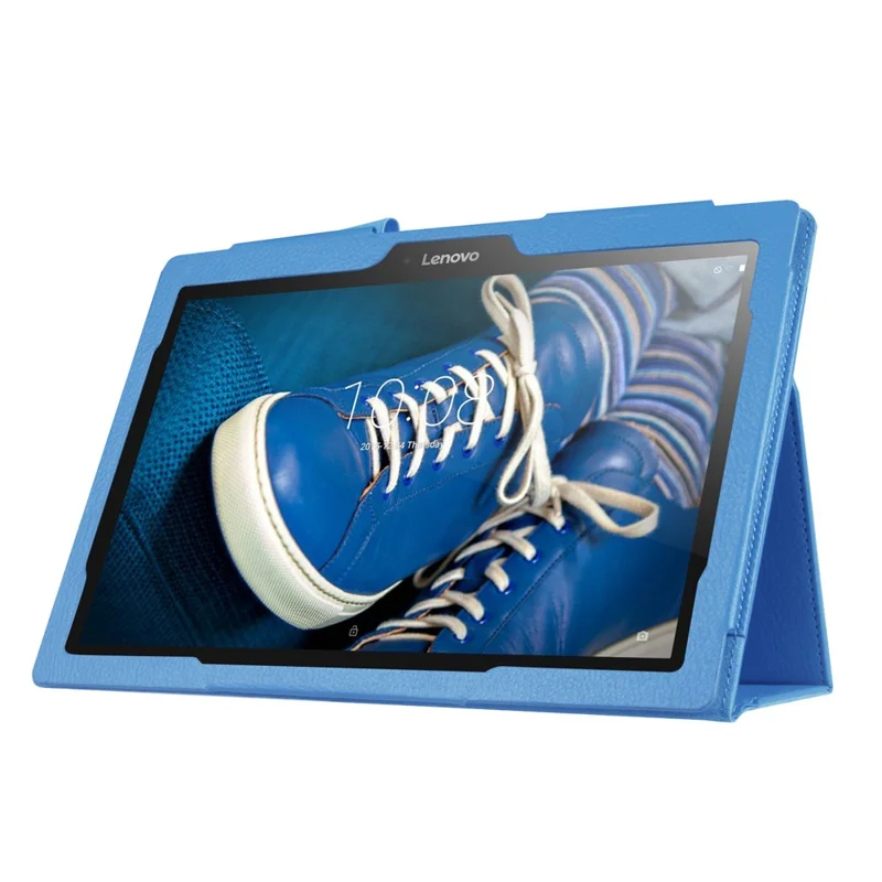 Litchi Leather Smart Flip Cover Case for Lenovo Tab 2 A10-30 X30F - Baby Blue
