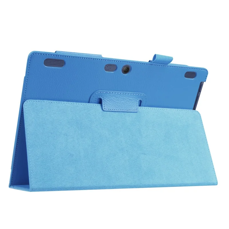 Litchi Leather Smart Flip Cover Case for Lenovo Tab 2 A10-30 X30F - Baby Blue