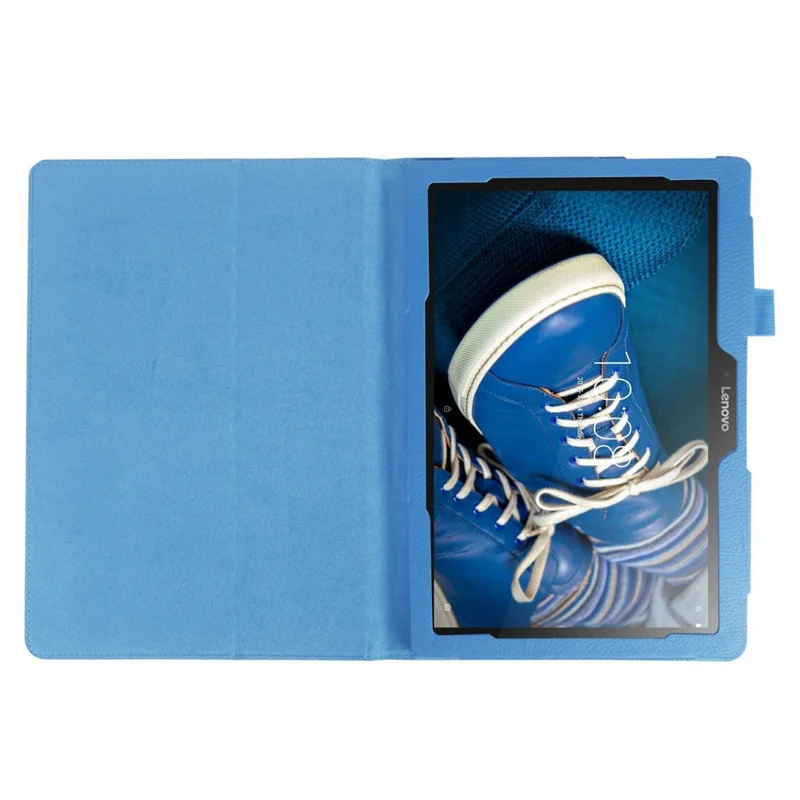 Litchi Leather Smart Flip Cover Case for Lenovo Tab 2 A10-30 X30F - Baby Blue