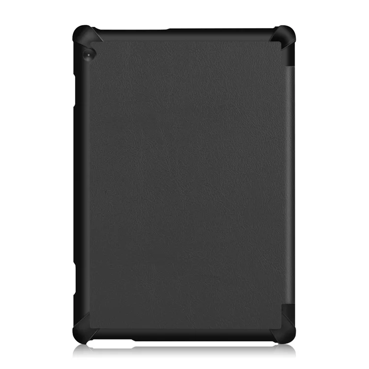 Étui de support en cuir à trois volets à bordure étroite, conception à double angle pour tablette Lenovo Tab M10 TB-X605F/TB-X505F - Noir
