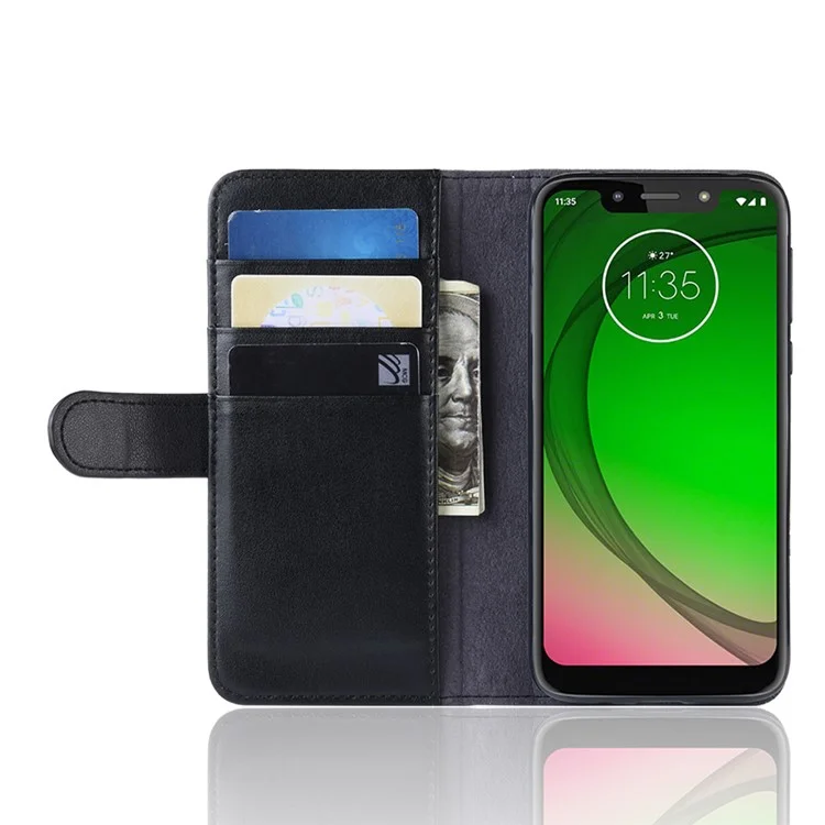 Чехол-книжка из расслоенной кожи для Motorola Moto G7 Play (версия для ЕС) - черный
